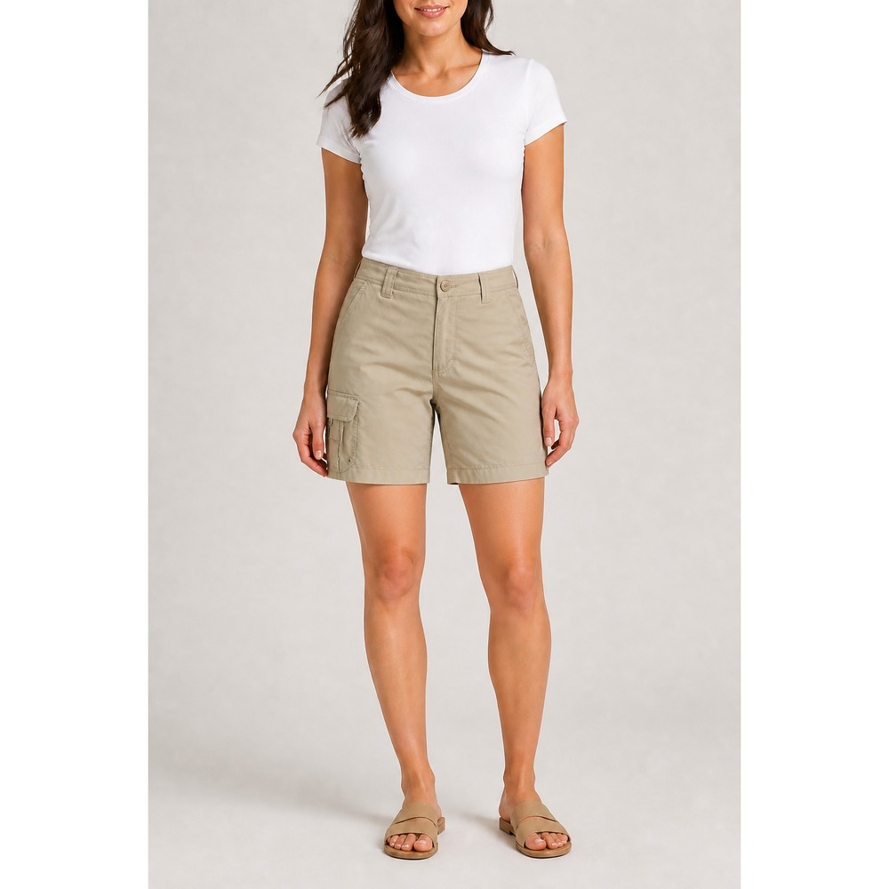 Columbia Womens Size 8 Beige Omni-Shade Nylon Cargo Shorts 8in Inseam